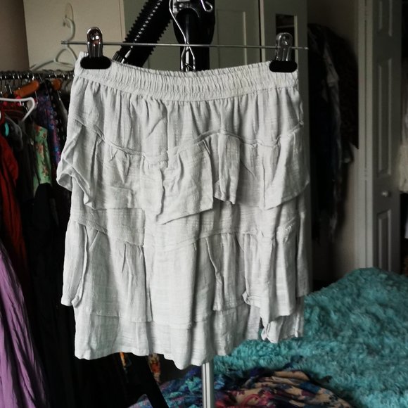 Ruffled Blue Cotton Skirt - Picture 4 of 5